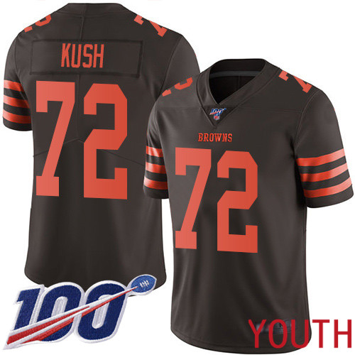 Cleveland Browns Eric Kush Youth Brown Limited Jersey #72 NFL Football 100th Season Rush Vapor Untouchable